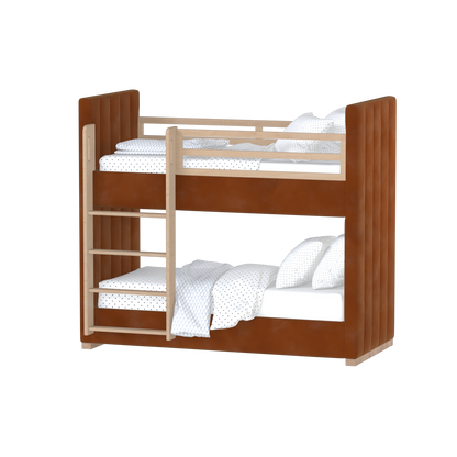 Paolo Bunk Bed with Soft Upholstery and Beechwood Accents
