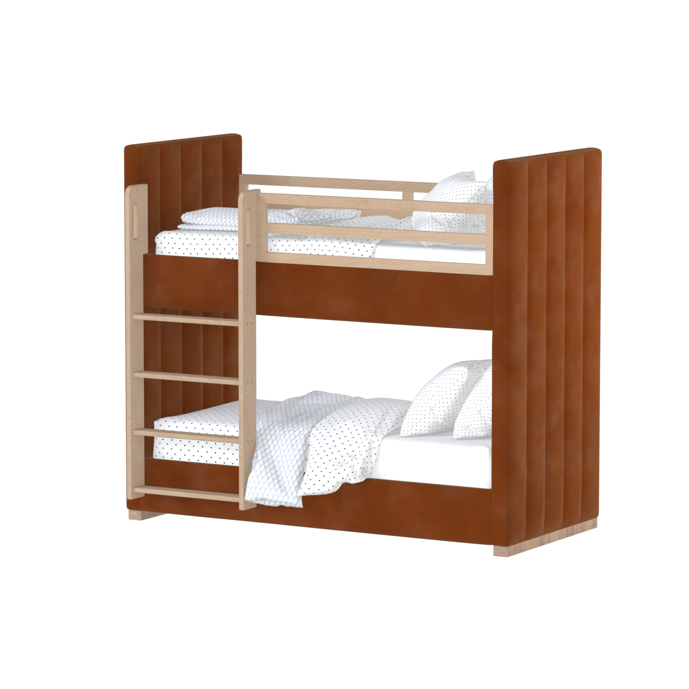 Paolo Bunk Bed with Soft Upholstery and Beechwood Accents