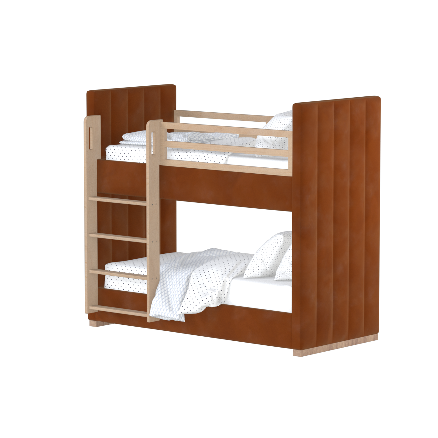 Paolo Bunk Bed with Soft Upholstery and Beechwood Accents