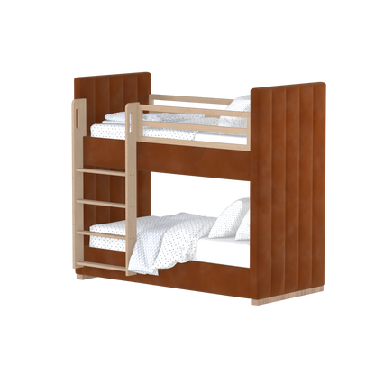 Paolo Bunk Bed with Soft Upholstery and Beechwood Accents