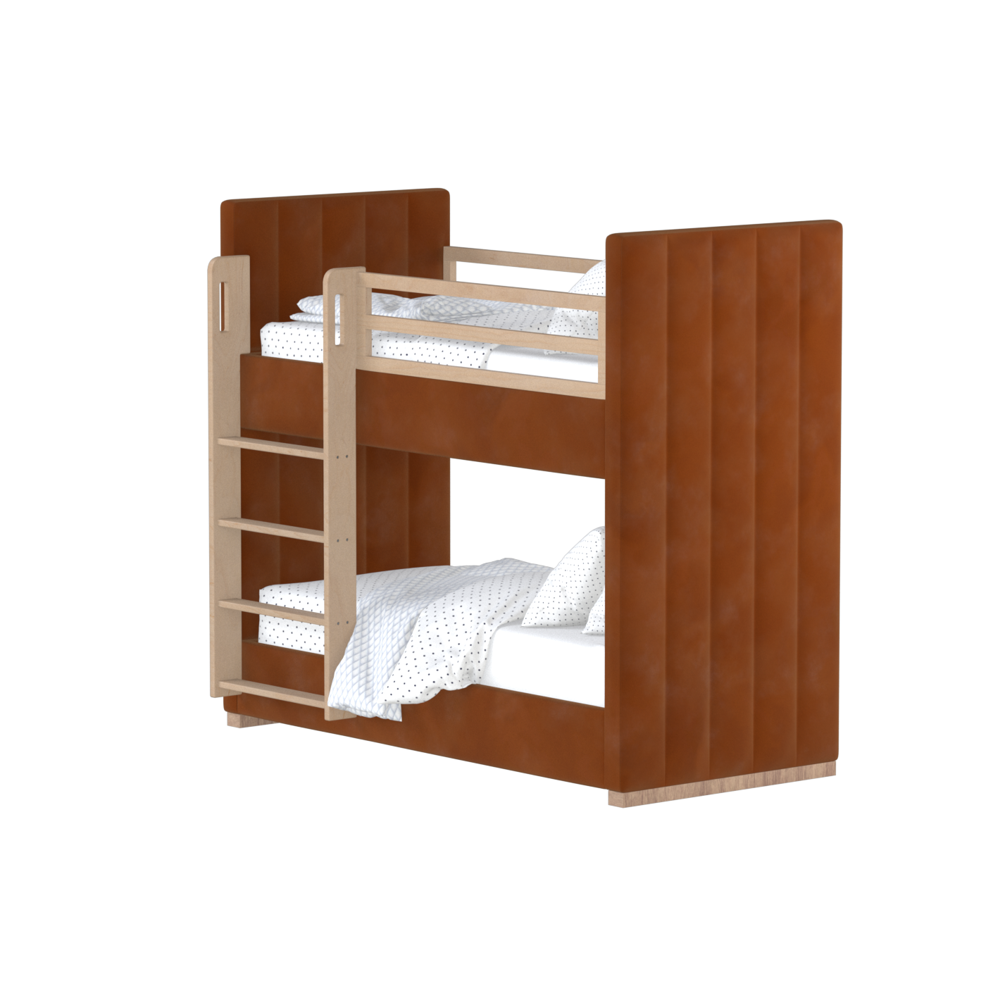 Paolo Bunk Bed with Soft Upholstery and Beechwood Accents