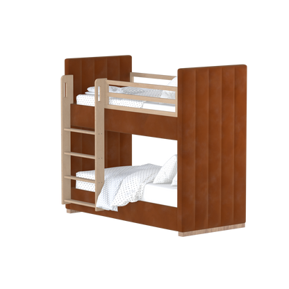 Paolo Bunk Bed with Soft Upholstery and Beechwood Accents