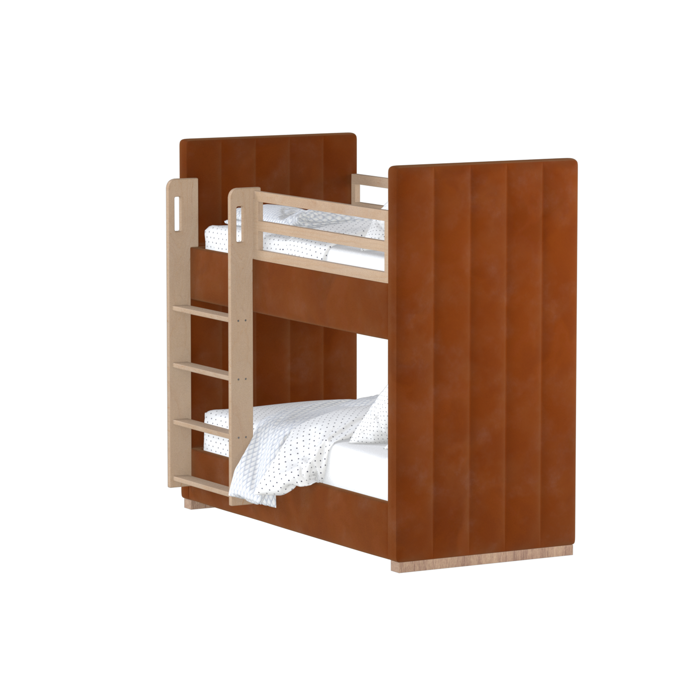 Paolo Bunk Bed with Soft Upholstery and Beechwood Accents