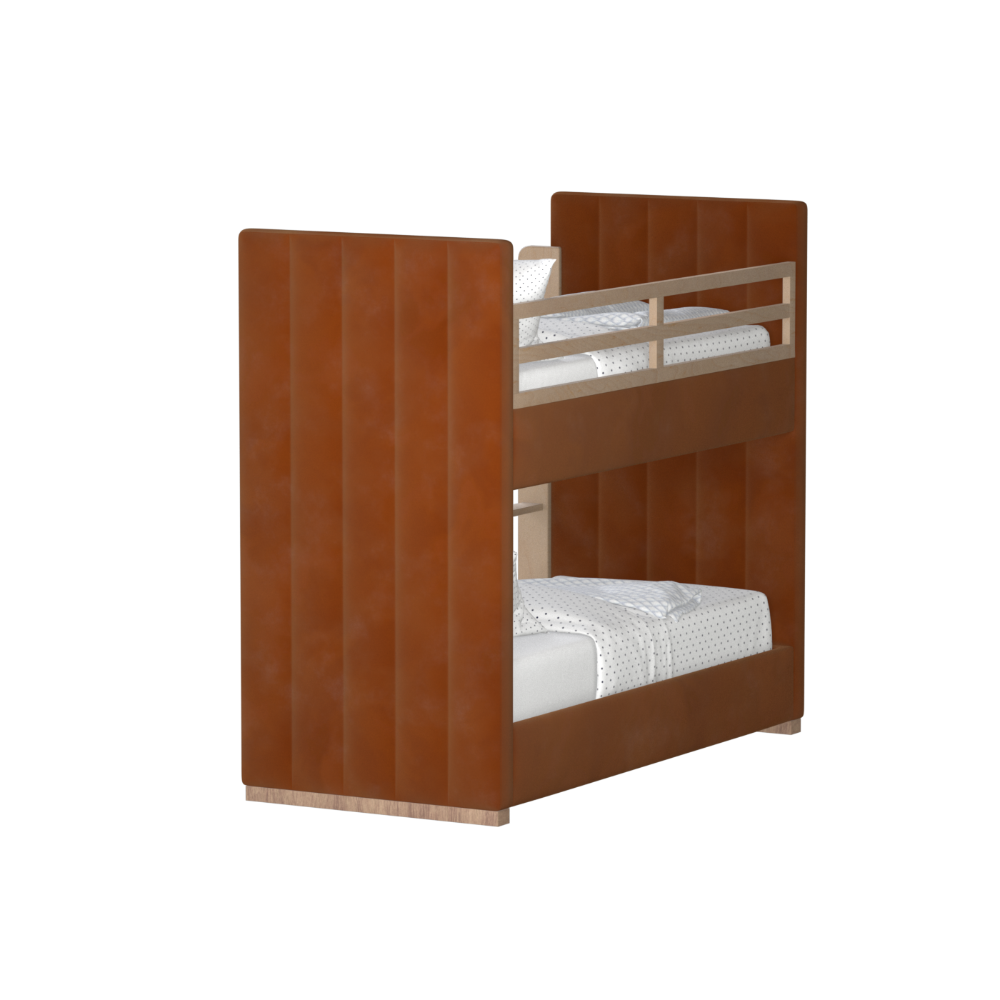 Paolo Bunk Bed with Soft Upholstery and Beechwood Accents