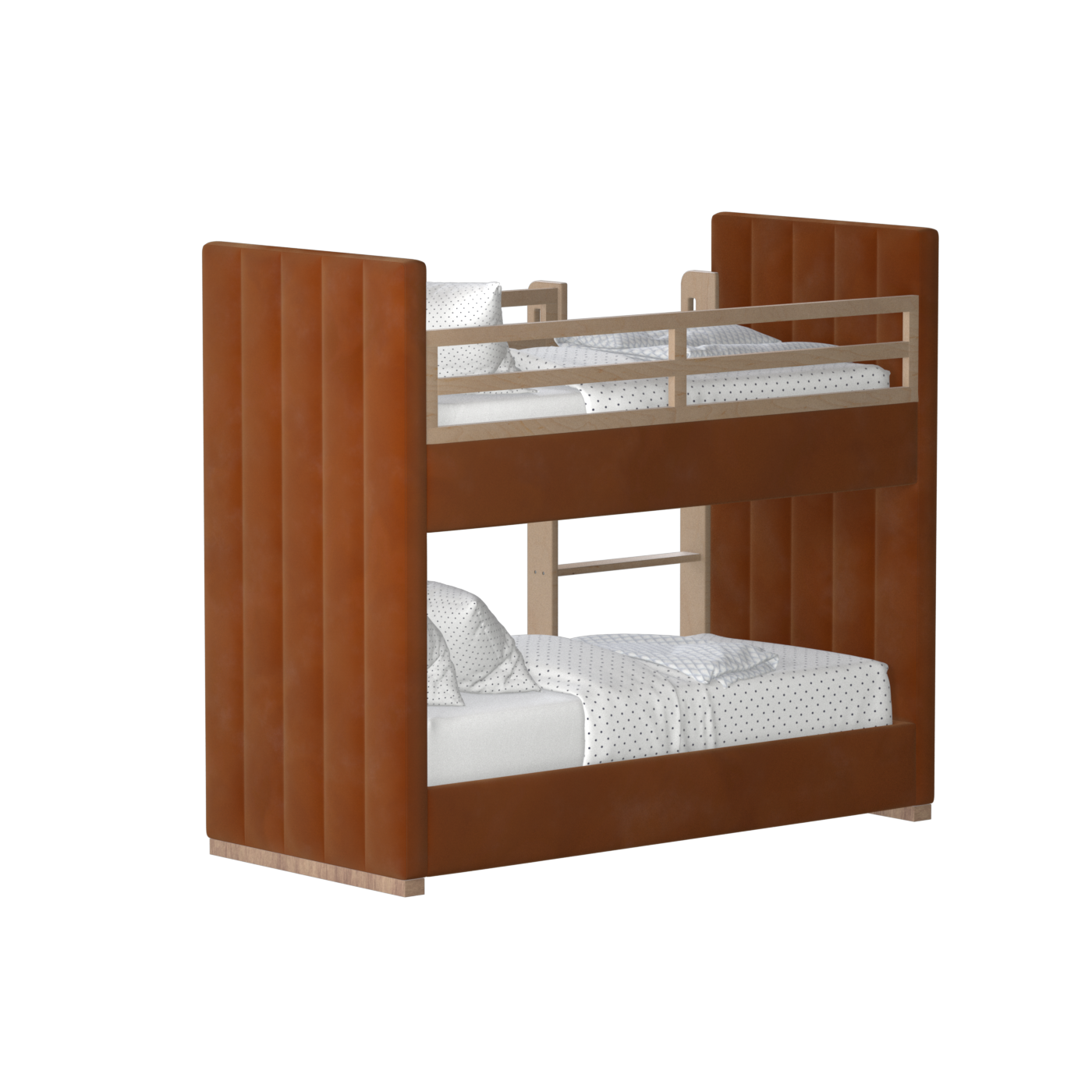 Paolo Bunk Bed with Soft Upholstery and Beechwood Accents