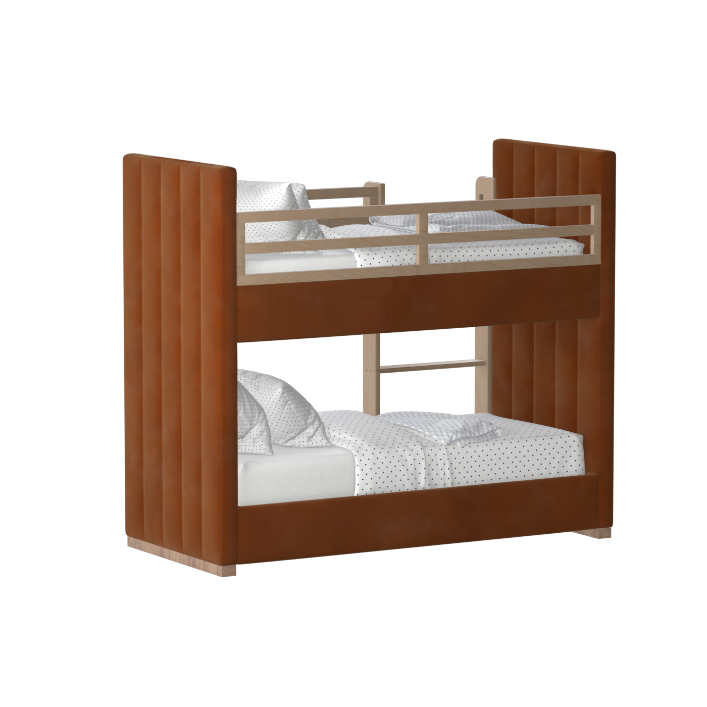 Paolo Bunk Bed with Soft Upholstery and Beechwood Accents