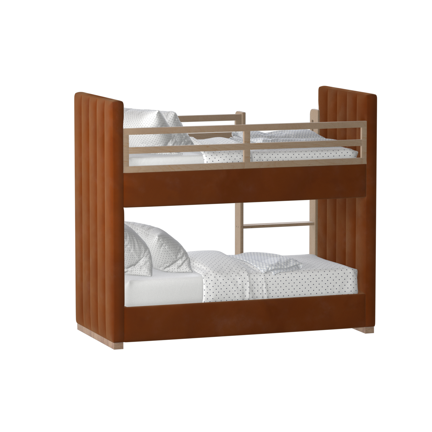 Paolo Bunk Bed with Soft Upholstery and Beechwood Accents