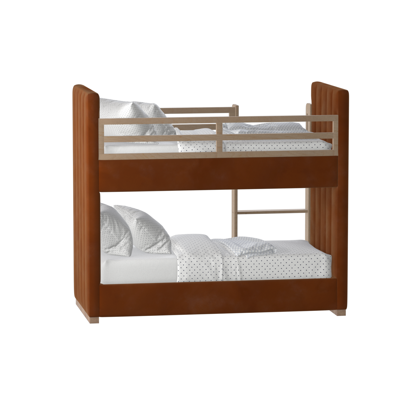 Paolo Bunk Bed with Soft Upholstery and Beechwood Accents