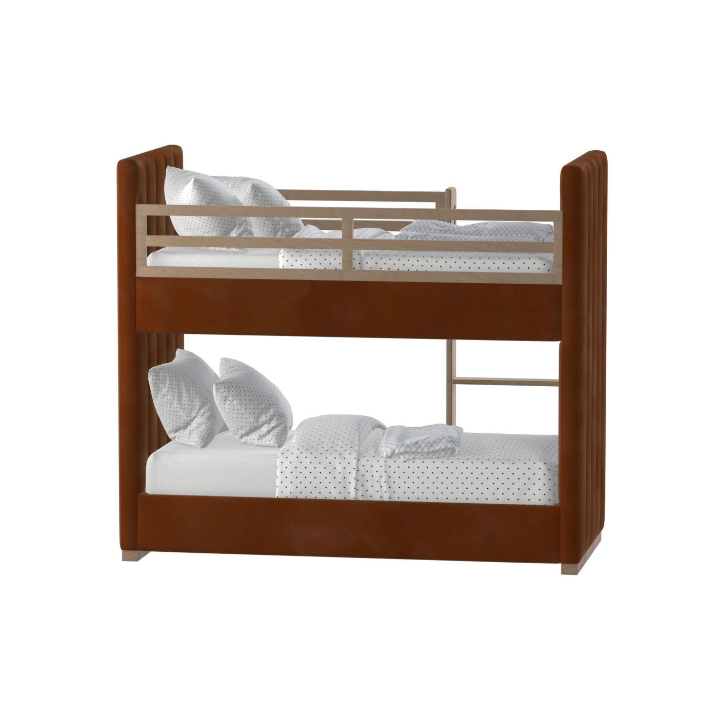 Paolo Bunk Bed with Soft Upholstery and Beechwood Accents