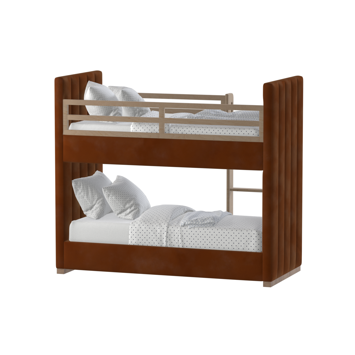 Paolo Bunk Bed with Soft Upholstery and Beechwood Accents