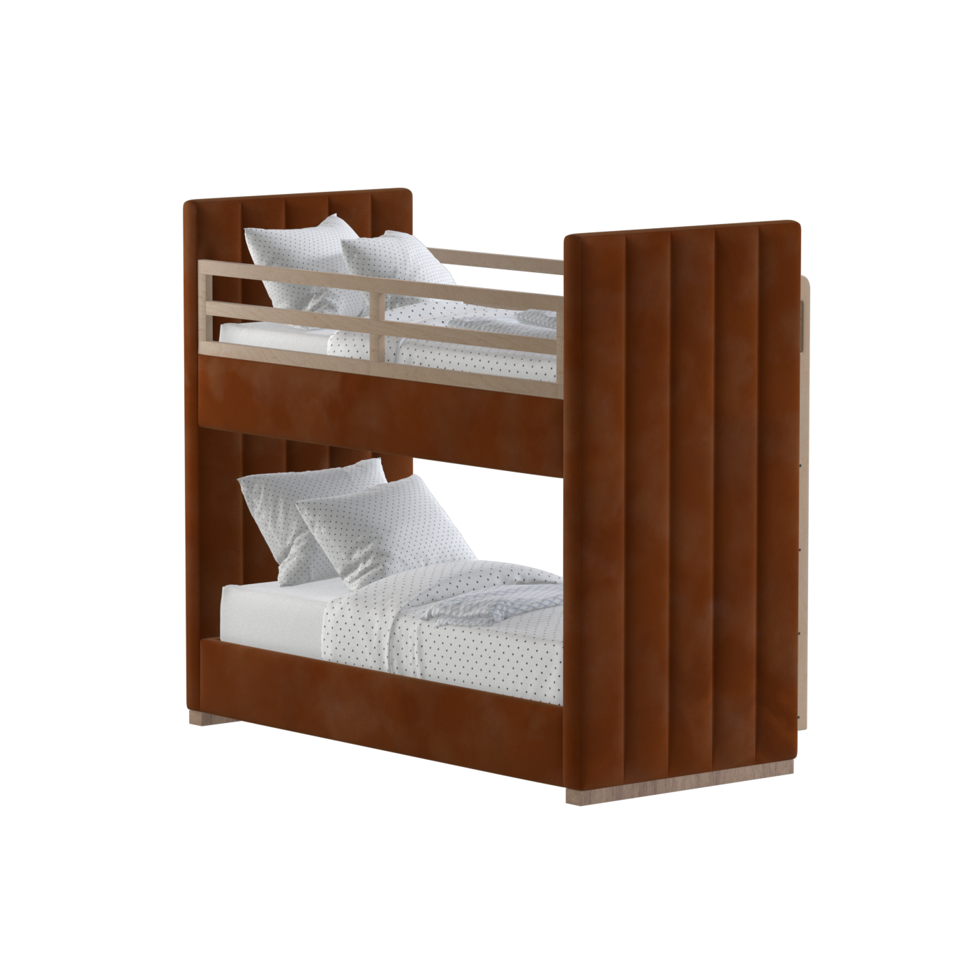 Paolo Bunk Bed with Soft Upholstery and Beechwood Accents