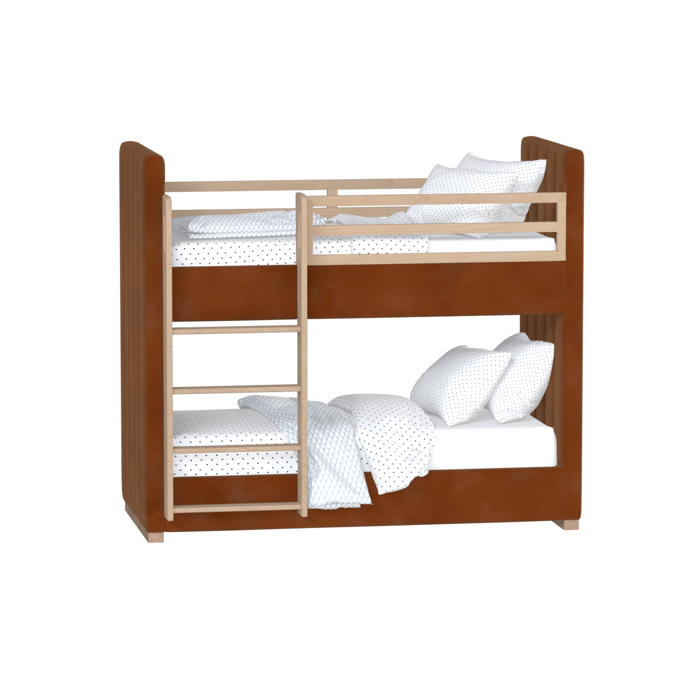 Paolo Bunk Bed with Soft Upholstery and Beechwood Accents
