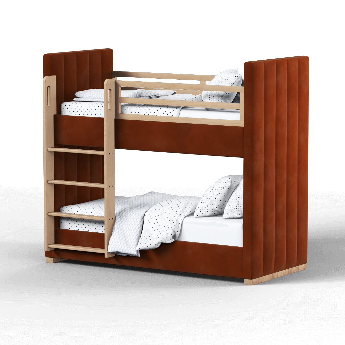 Paolo Bunk Bed with Soft Upholstery and Beechwood Accents