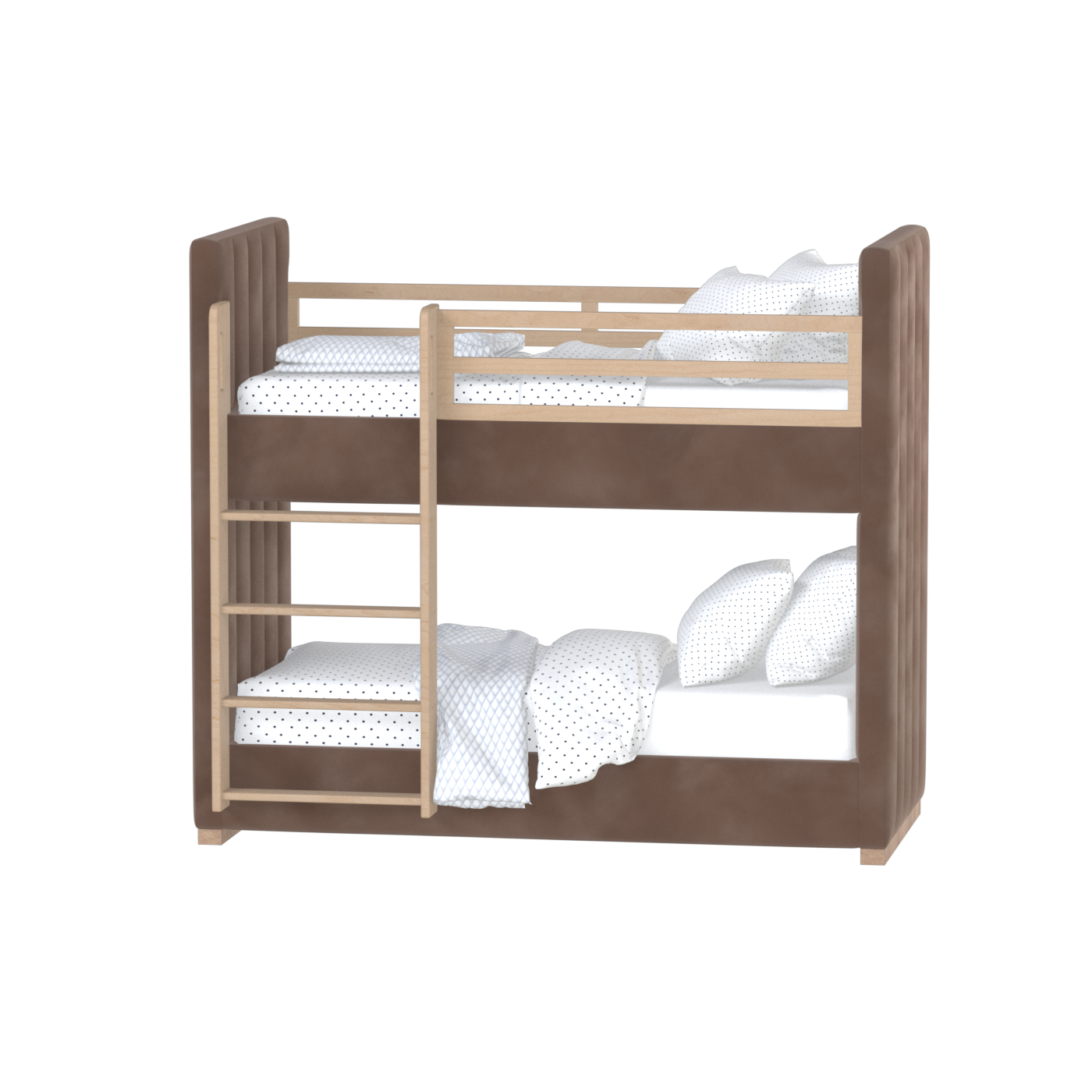 Paolo Bunk Bed with Soft Upholstery and Beechwood Accents