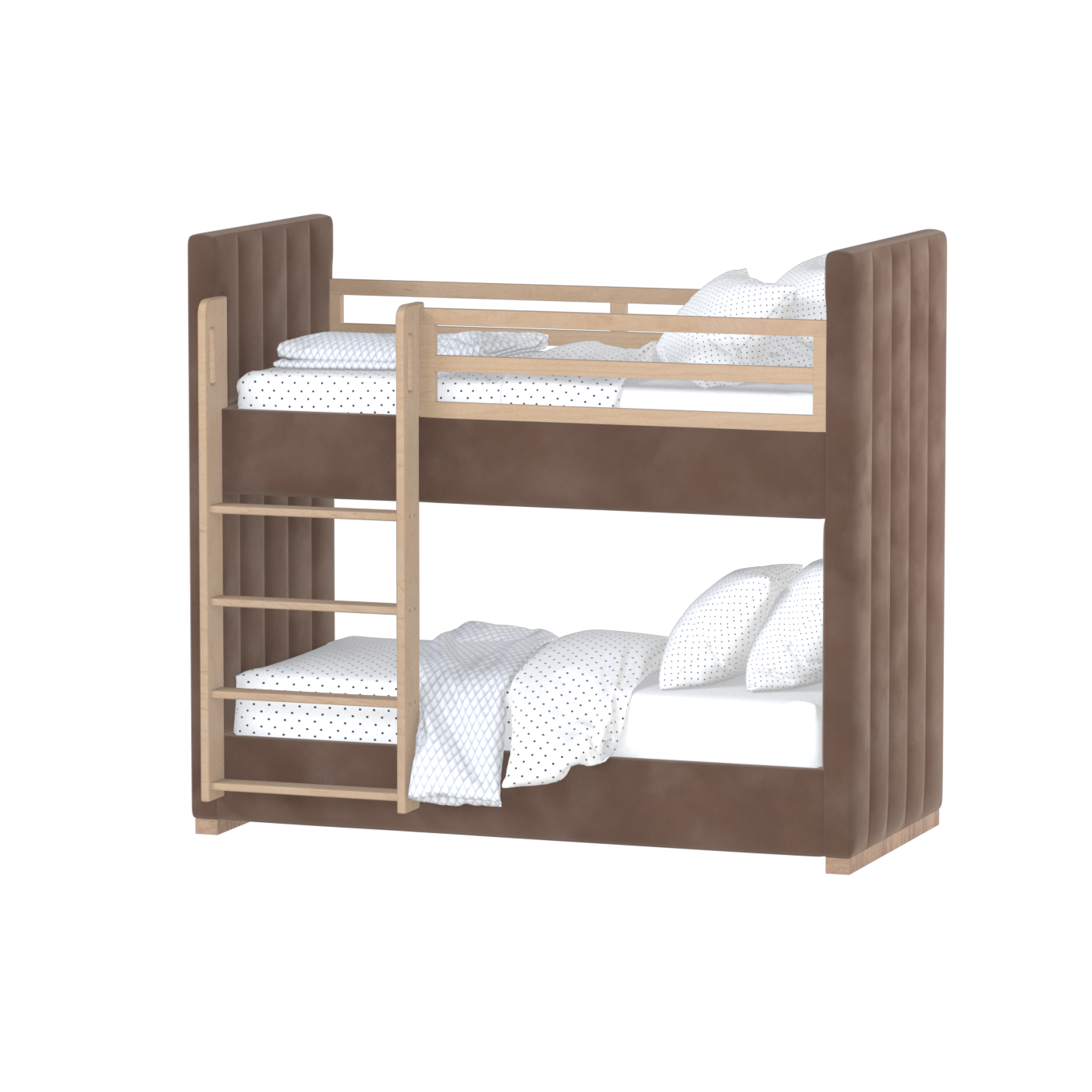 Paolo Bunk Bed with Soft Upholstery and Beechwood Accents