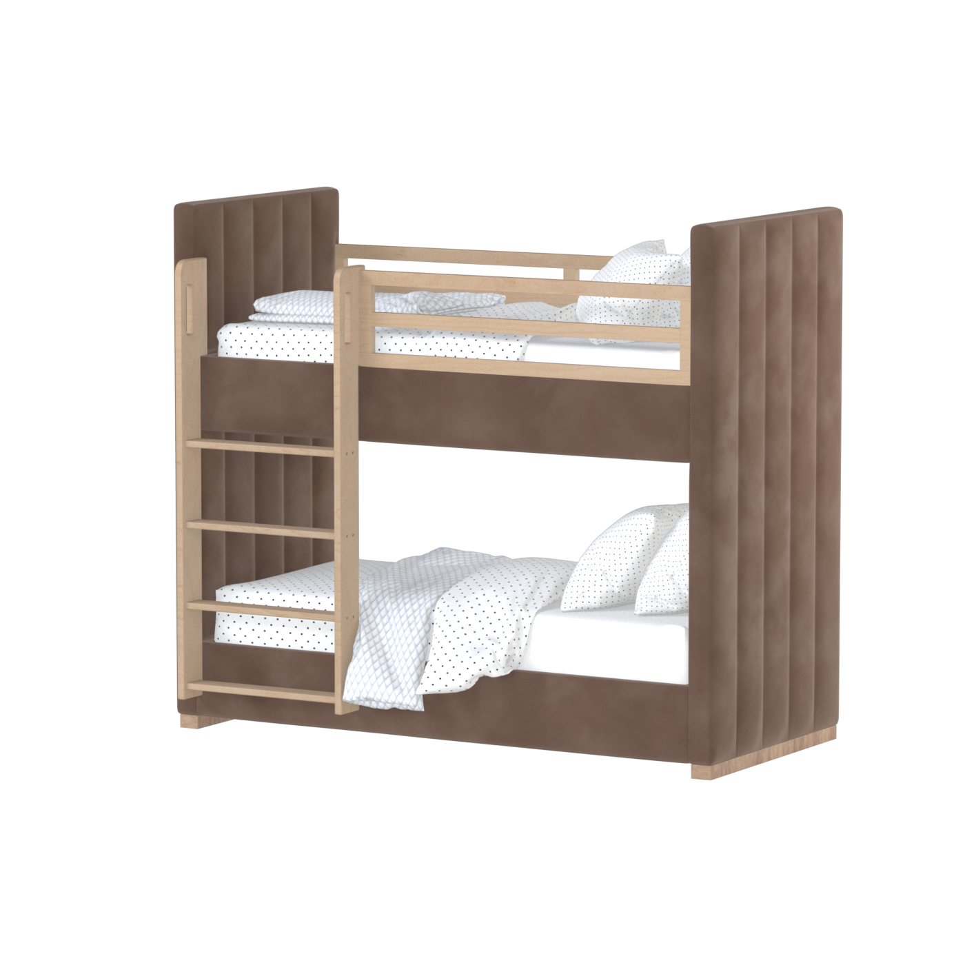 Paolo Bunk Bed with Soft Upholstery and Beechwood Accents