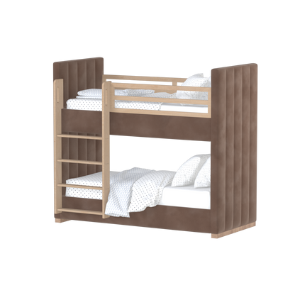Paolo Bunk Bed with Soft Upholstery and Beechwood Accents