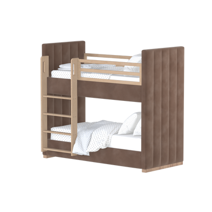 Paolo Bunk Bed with Soft Upholstery and Beechwood Accents