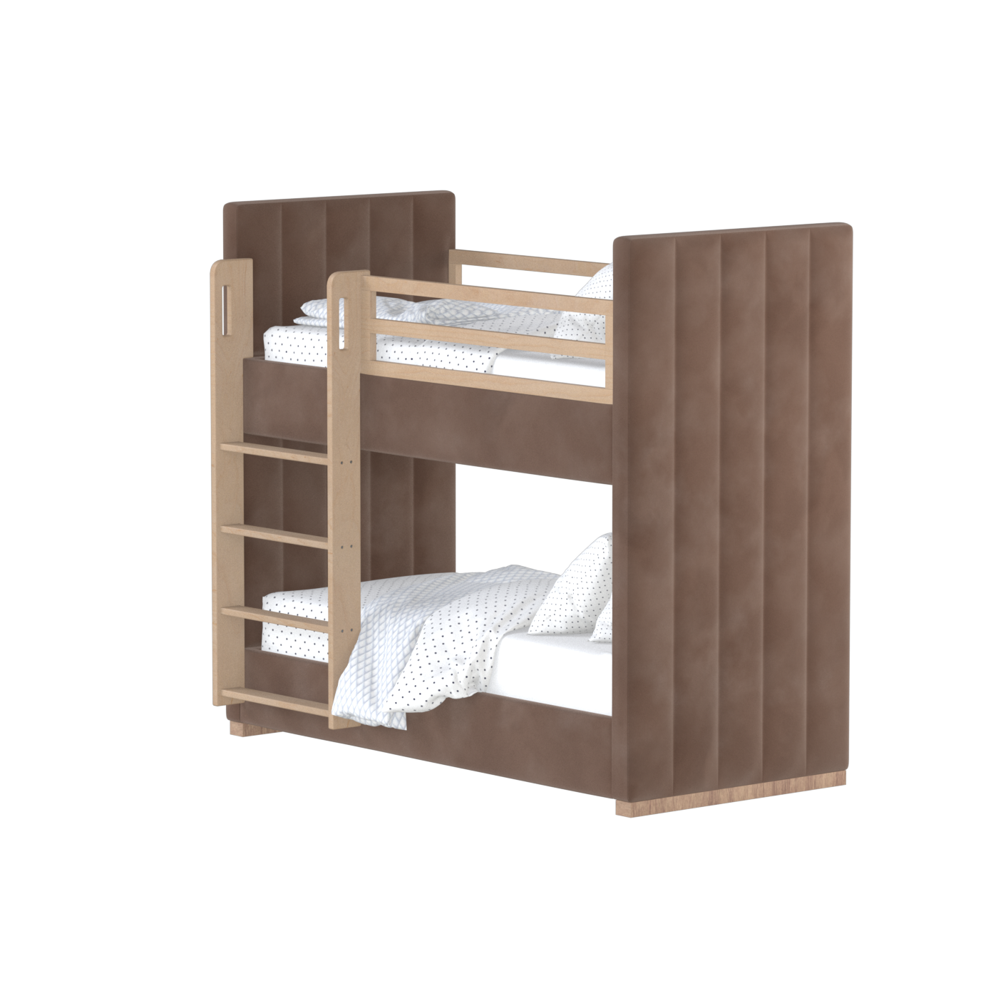 Paolo Bunk Bed with Soft Upholstery and Beechwood Accents