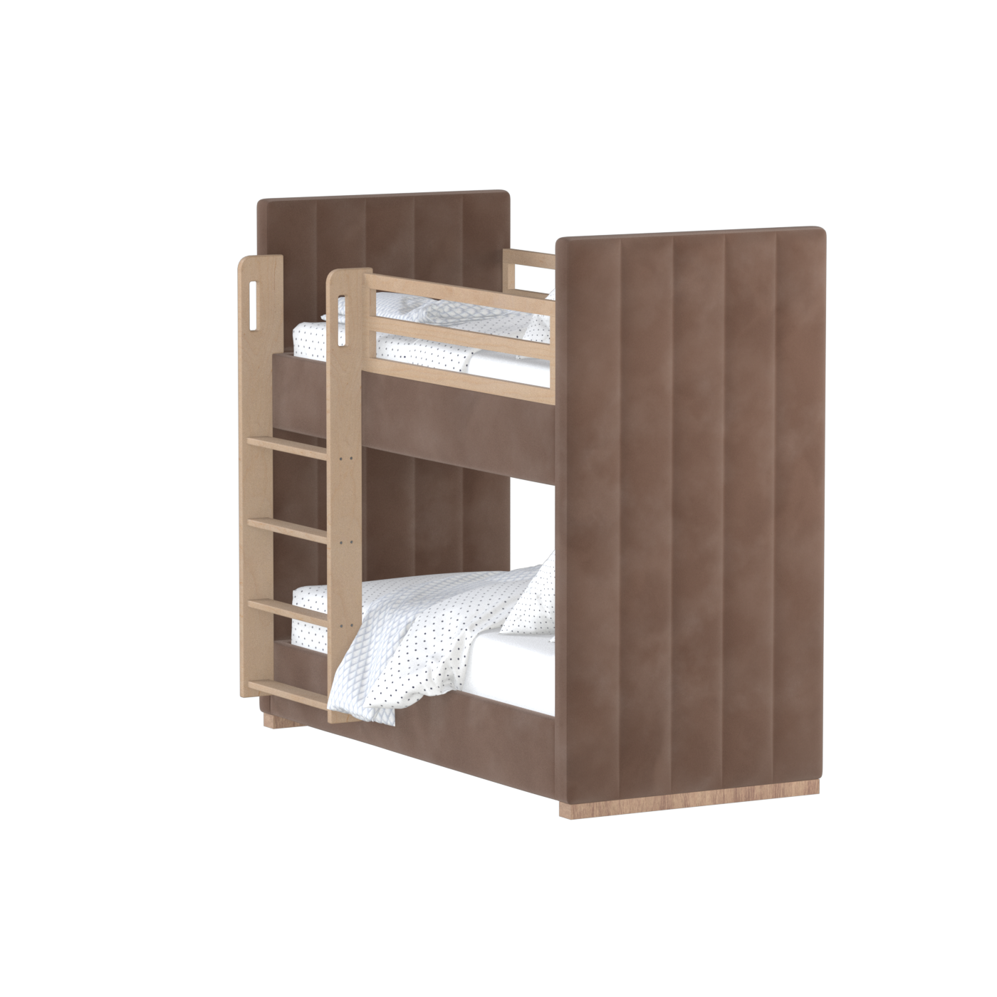 Paolo Bunk Bed with Soft Upholstery and Beechwood Accents