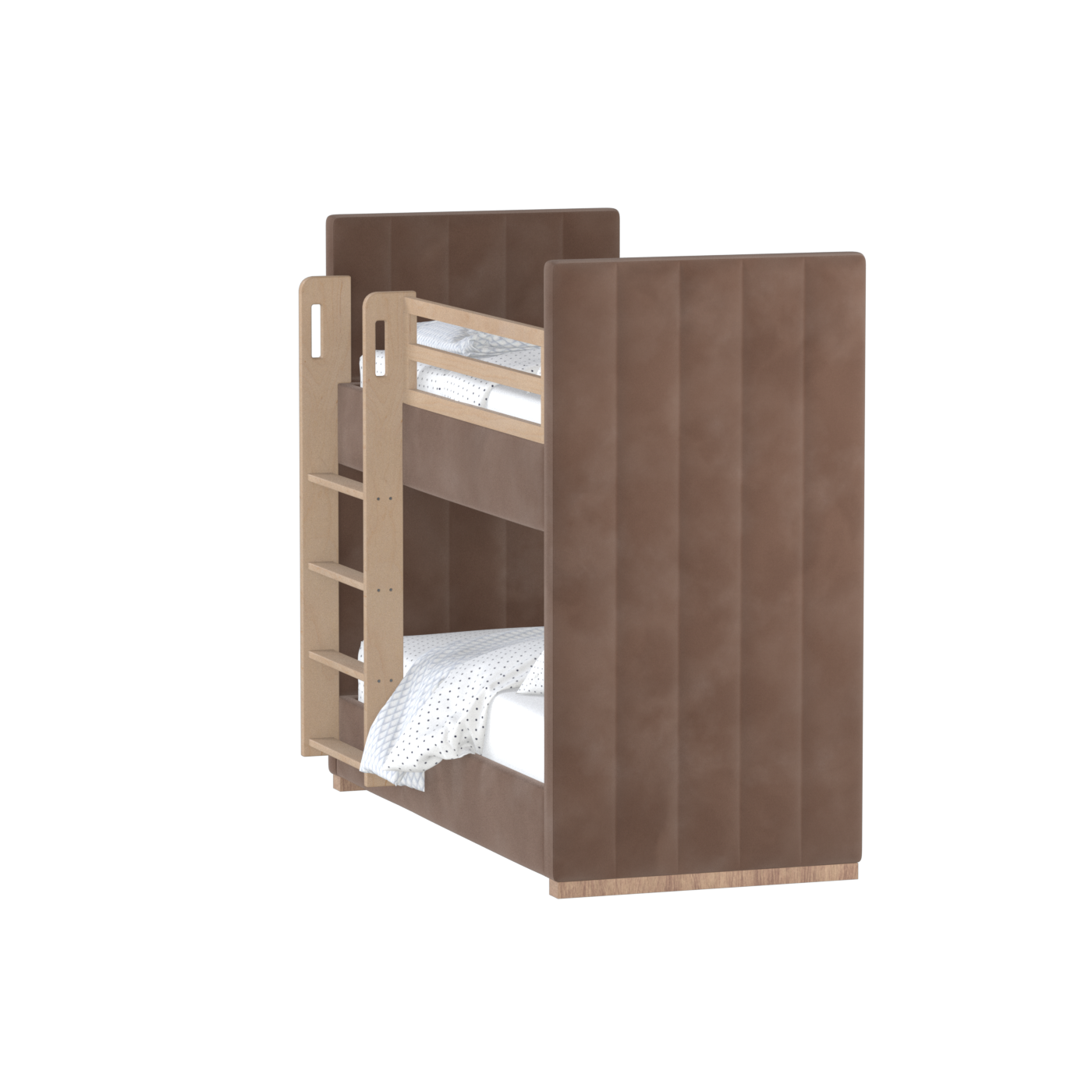 Paolo Bunk Bed with Soft Upholstery and Beechwood Accents
