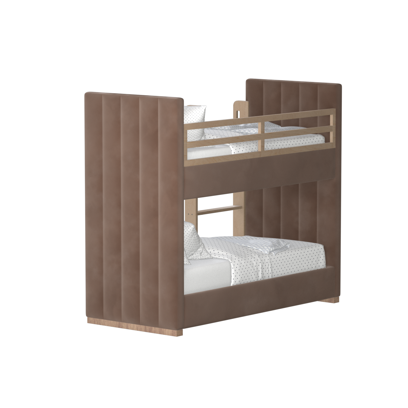 Paolo Bunk Bed with Soft Upholstery and Beechwood Accents