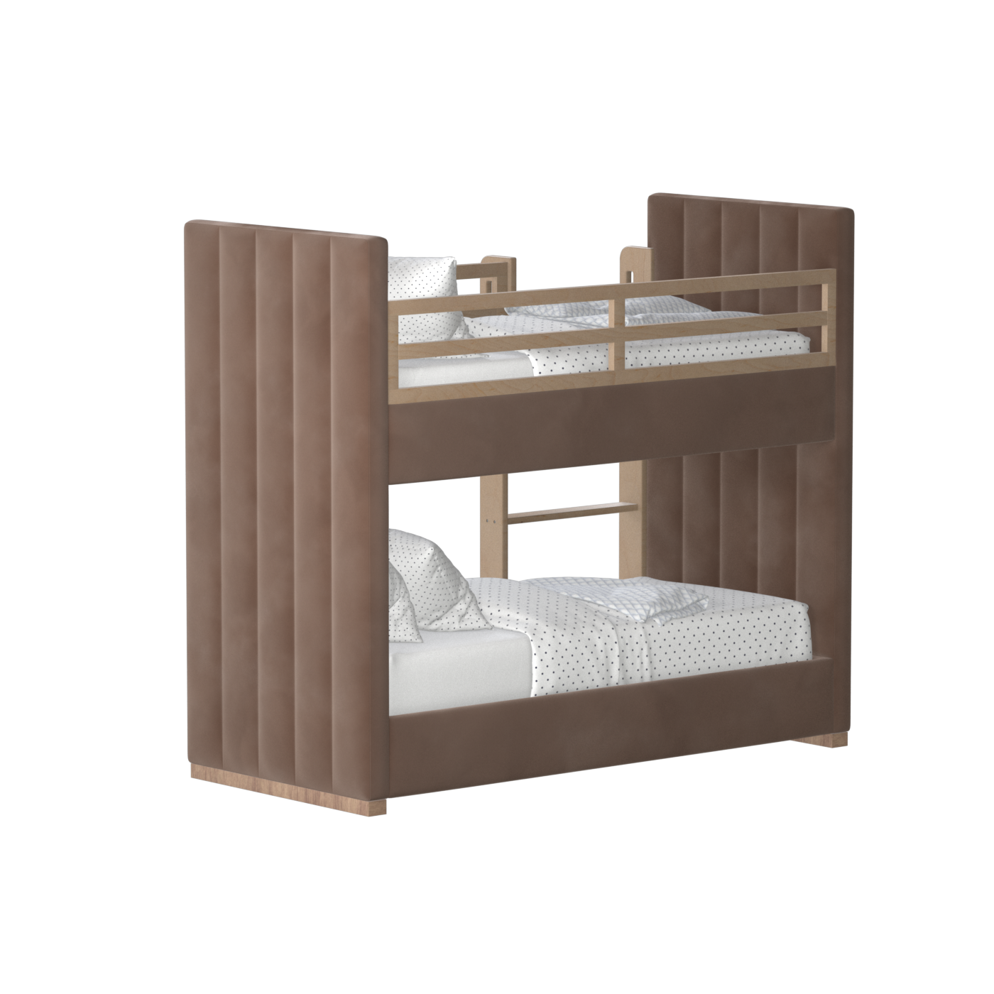 Paolo Bunk Bed with Soft Upholstery and Beechwood Accents