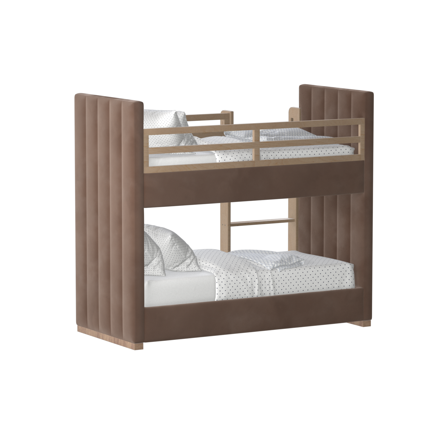 Paolo Bunk Bed with Soft Upholstery and Beechwood Accents