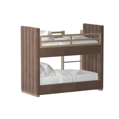 Paolo Bunk Bed with Soft Upholstery and Beechwood Accents