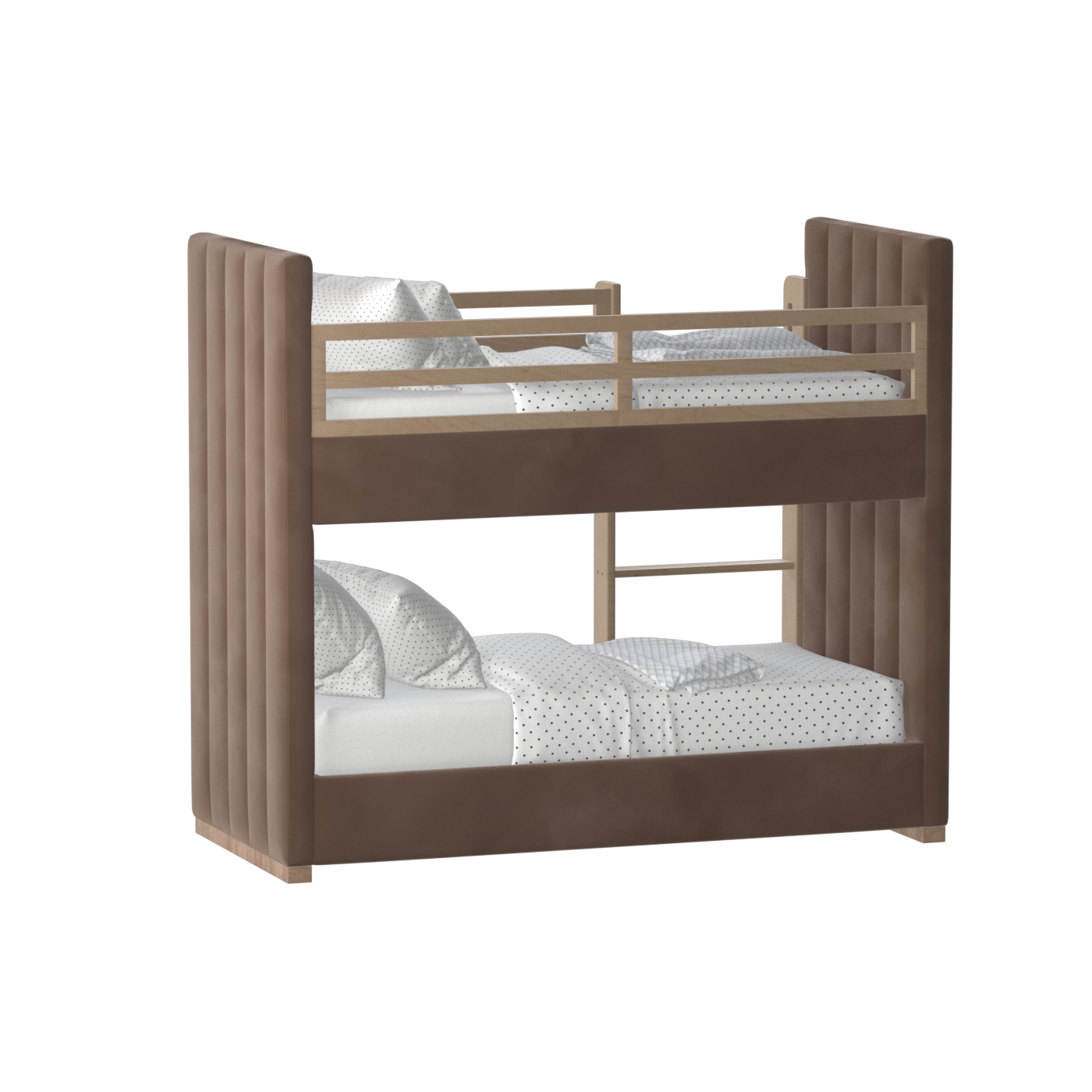 Paolo Bunk Bed with Soft Upholstery and Beechwood Accents