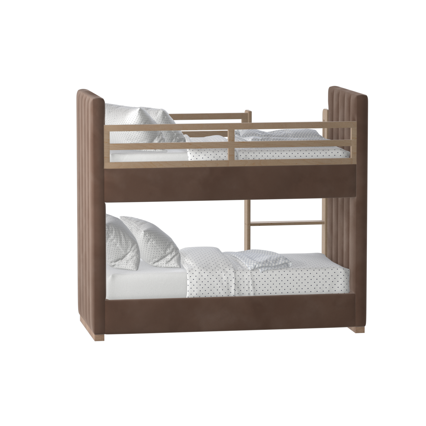 Paolo Bunk Bed with Soft Upholstery and Beechwood Accents
