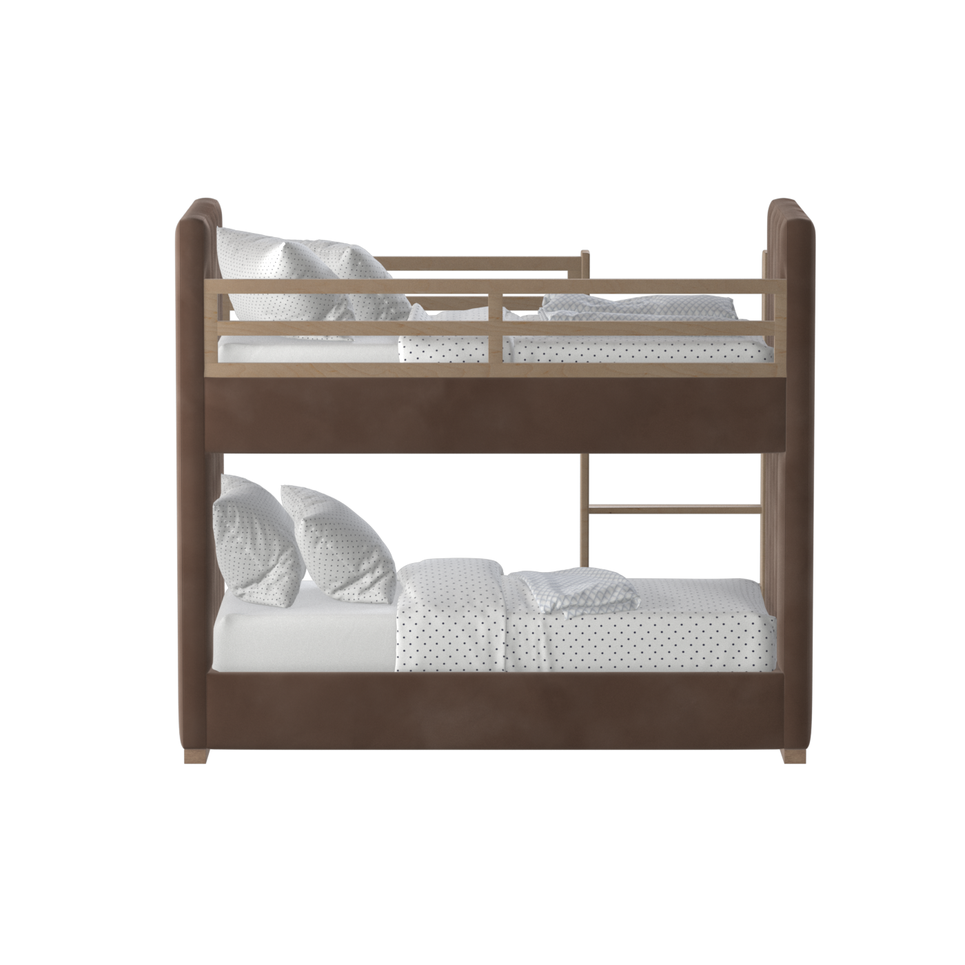 Paolo Bunk Bed with Soft Upholstery and Beechwood Accents