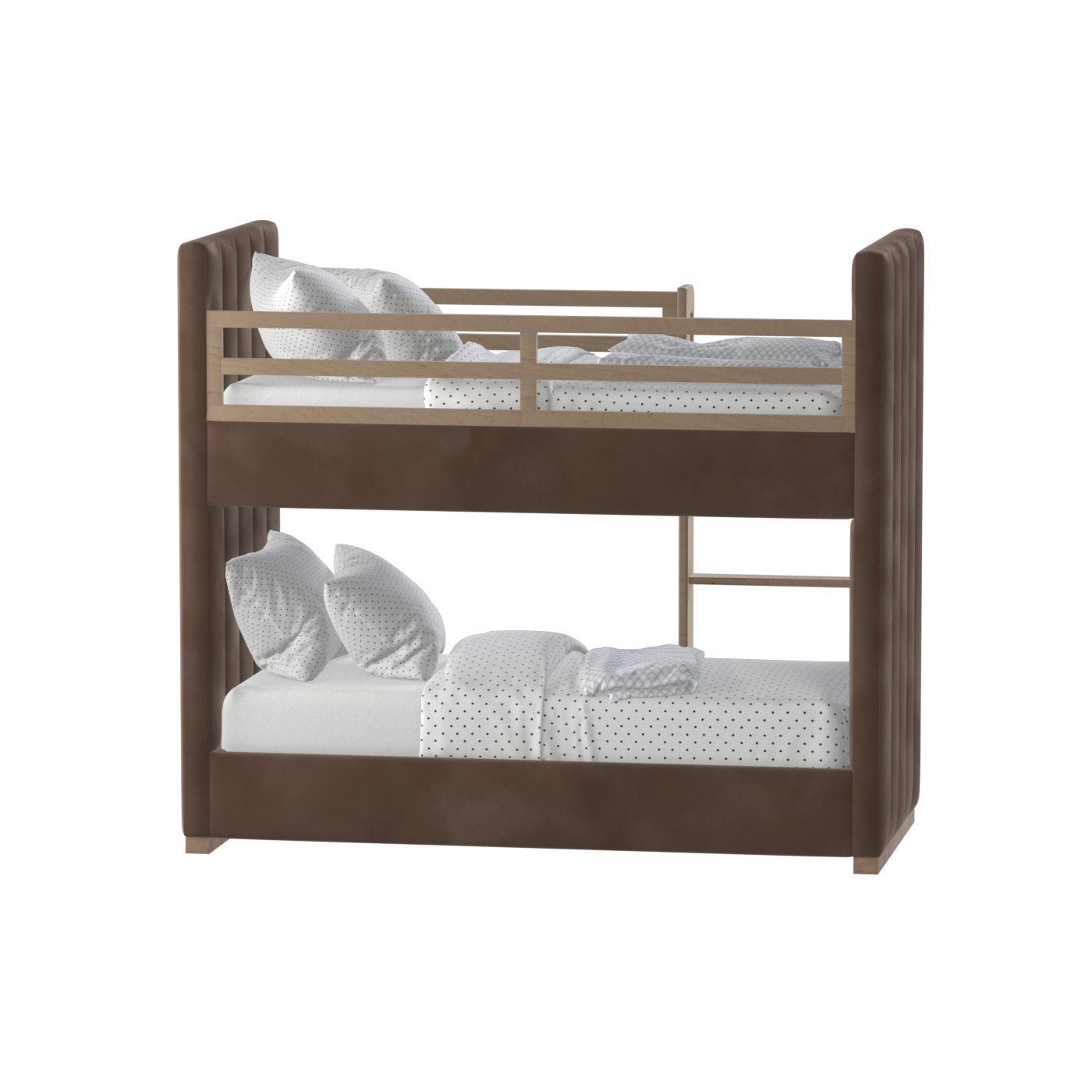Paolo Bunk Bed with Soft Upholstery and Beechwood Accents