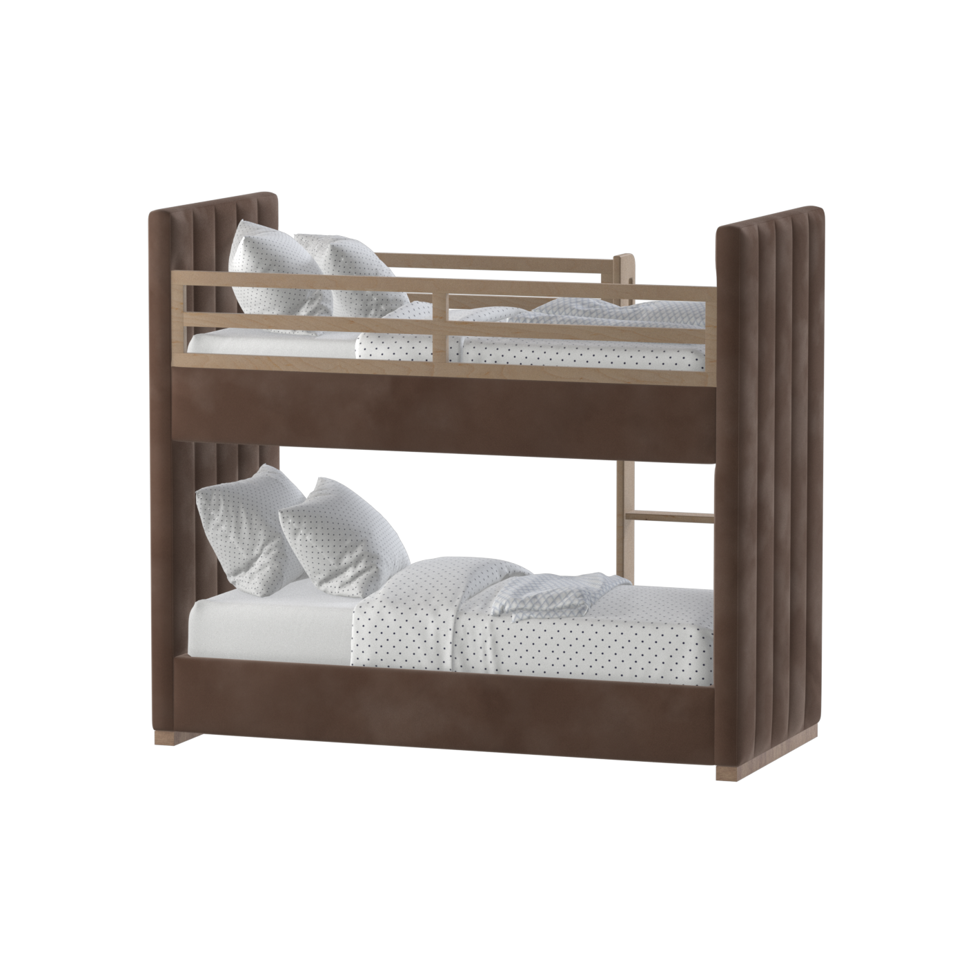 Paolo Bunk Bed with Soft Upholstery and Beechwood Accents