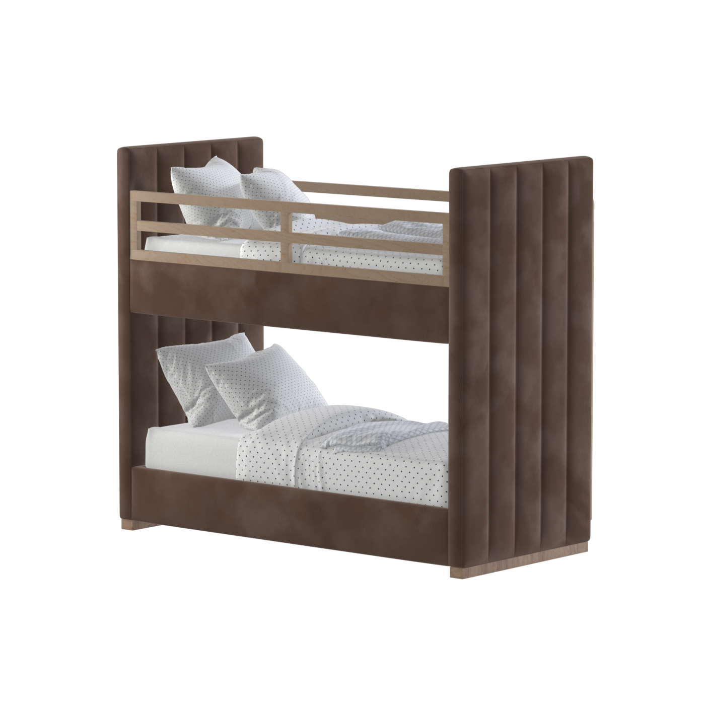 Paolo Bunk Bed with Soft Upholstery and Beechwood Accents