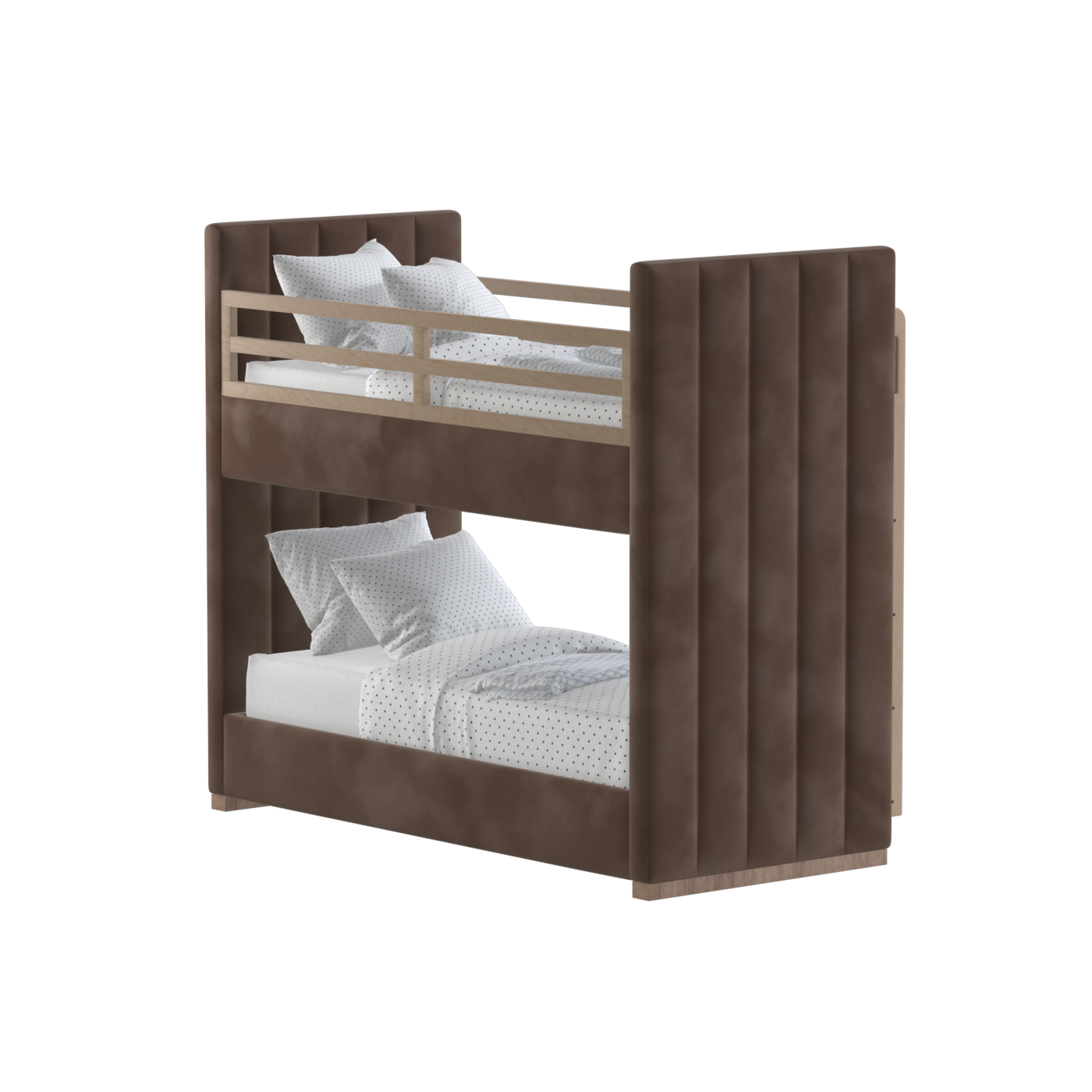 Paolo Bunk Bed with Soft Upholstery and Beechwood Accents