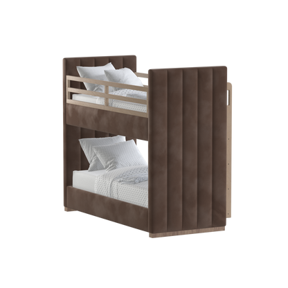 Paolo Bunk Bed with Soft Upholstery and Beechwood Accents