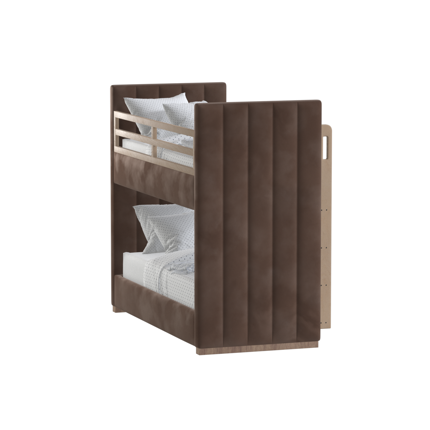 Paolo Bunk Bed with Soft Upholstery and Beechwood Accents
