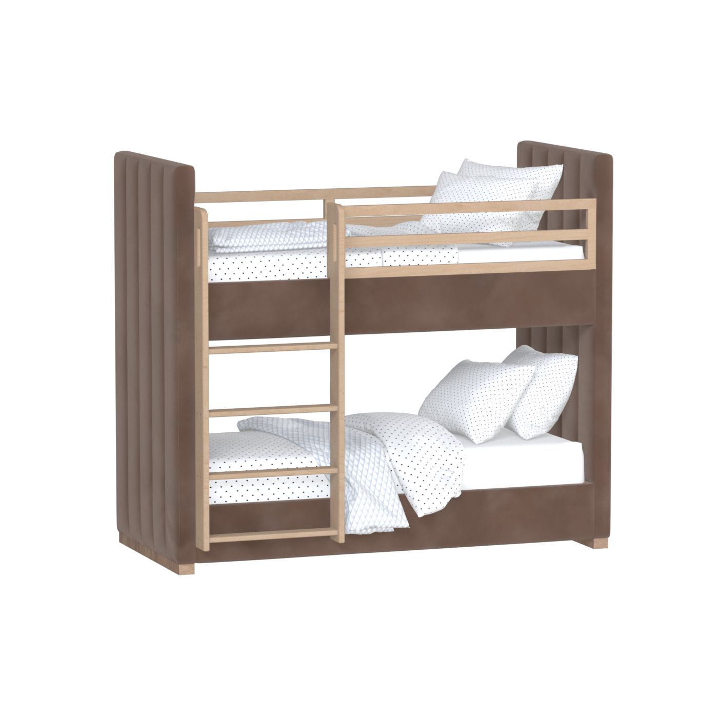 Paolo Bunk Bed with Soft Upholstery and Beechwood Accents