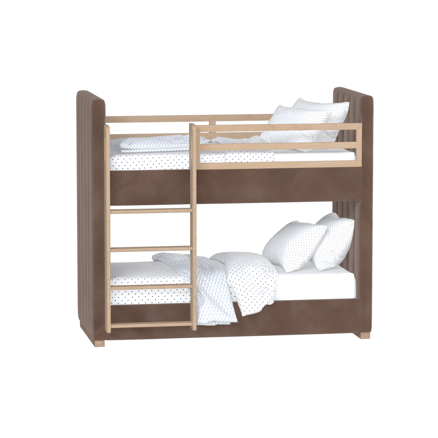 Paolo Bunk Bed with Soft Upholstery and Beechwood Accents
