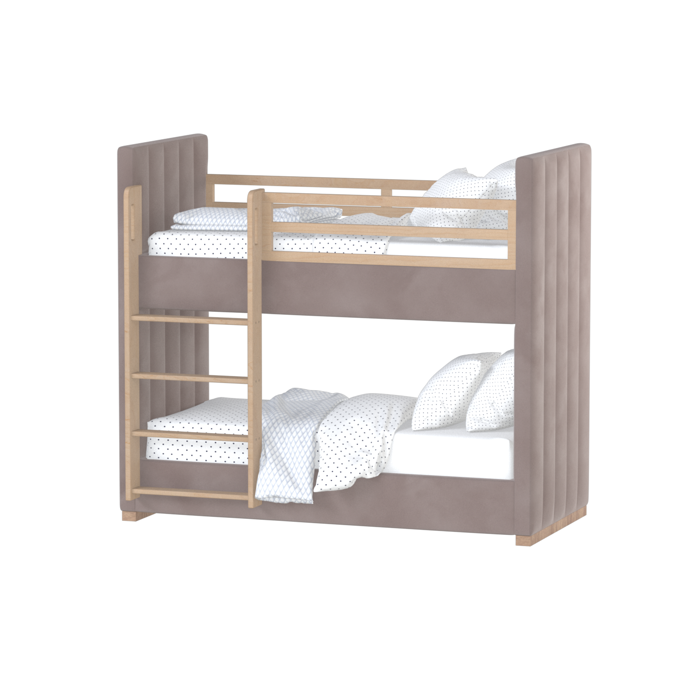 Paolo Bunk Bed with Soft Upholstery and Beechwood Accents