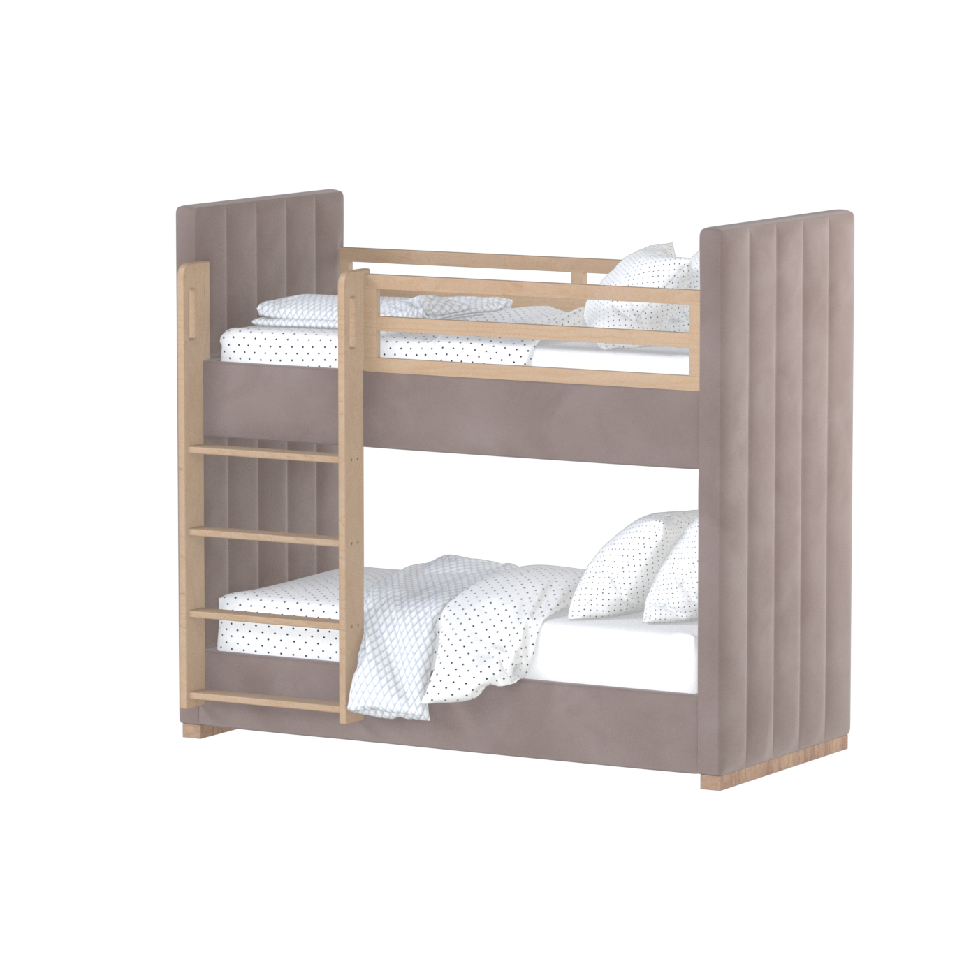 Paolo Bunk Bed with Soft Upholstery and Beechwood Accents