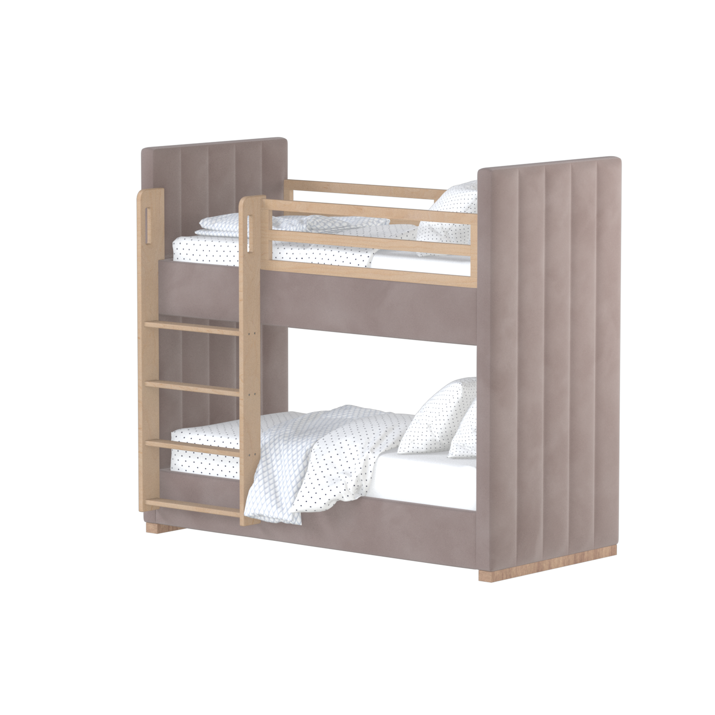 Paolo Bunk Bed with Soft Upholstery and Beechwood Accents