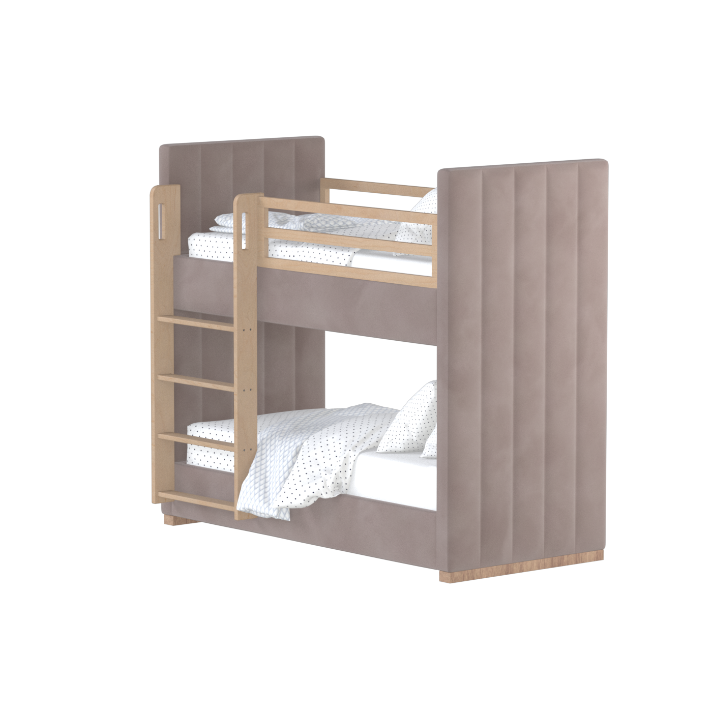 Paolo Bunk Bed with Soft Upholstery and Beechwood Accents