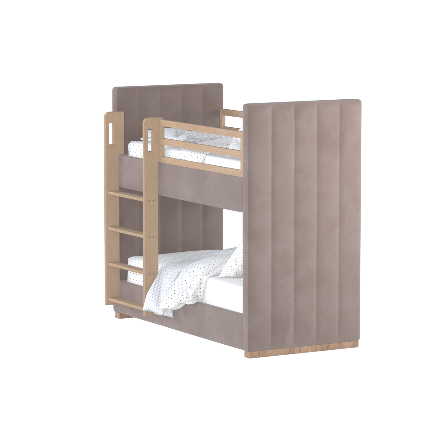 Paolo Bunk Bed with Soft Upholstery and Beechwood Accents