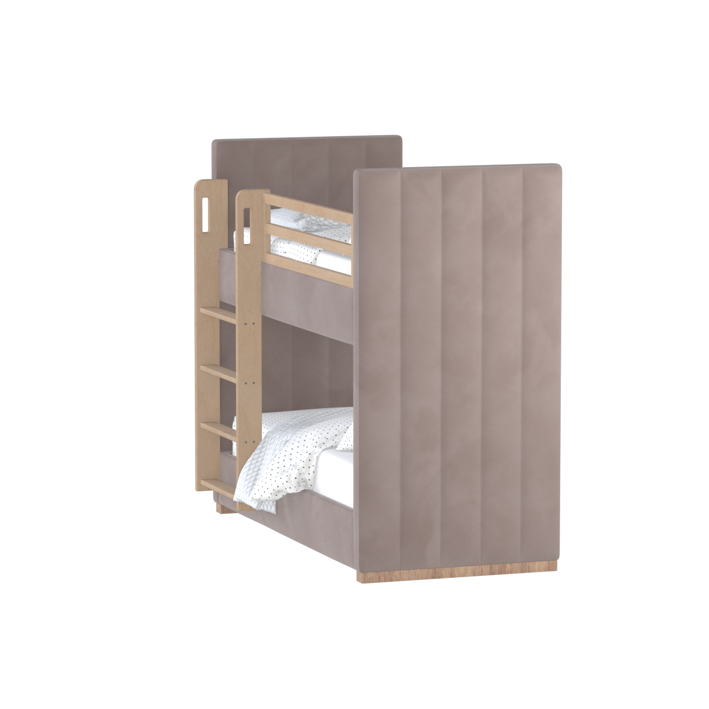Paolo Bunk Bed with Soft Upholstery and Beechwood Accents