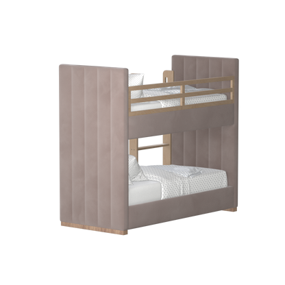 Paolo Bunk Bed with Soft Upholstery and Beechwood Accents