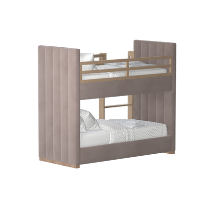 Paolo Bunk Bed with Soft Upholstery and Beechwood Accents