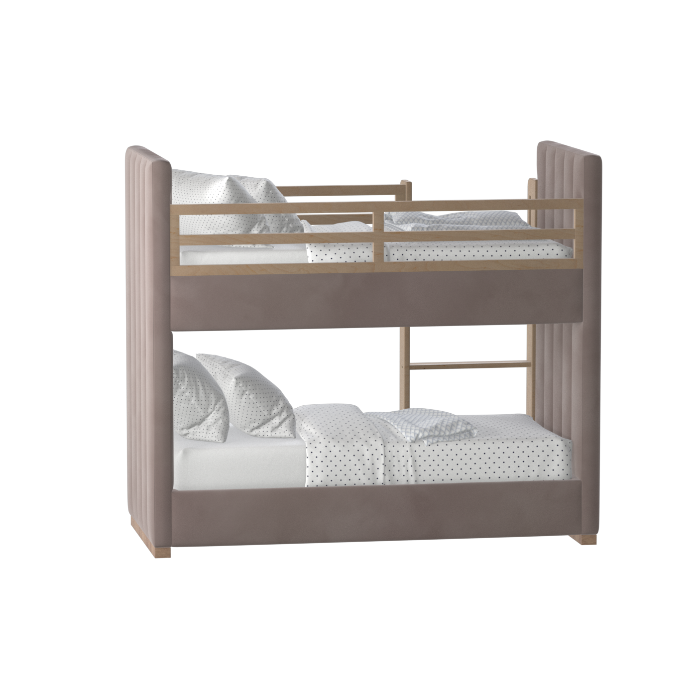 Paolo Bunk Bed with Soft Upholstery and Beechwood Accents