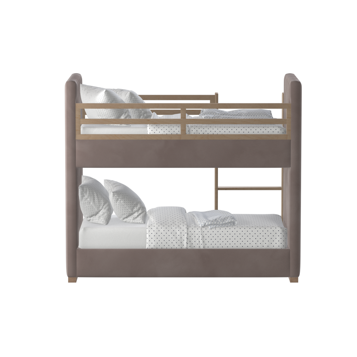 Paolo Bunk Bed with Soft Upholstery and Beechwood Accents
